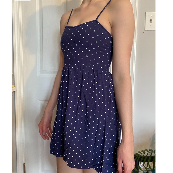 Blue and White polka Dot Dress - Picture 1 of 4